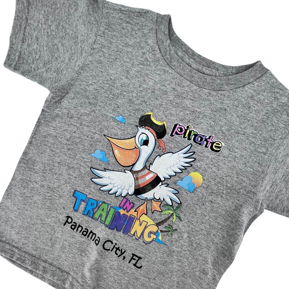Pirate Pelican T-Shirt Kids 3T Gray Panama City FL Souvenir Tee Summer Vacation